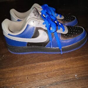 Nike Air Force 1 Low BMC Custom Royal Blue Black Grey Textured Mens Sneakers